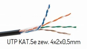 UTP KAT5E PE ZEWN 305M Przewód U/UTP kat. 5e PE Zewnętrzny suchy 4x2x0,5mm (opakowanie 305m)