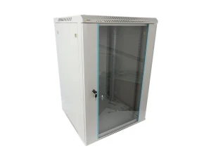 RWA1866-G Szafa Rack 19", 18U/600mm, drzwi przeszklone, otwierane boki, szara
